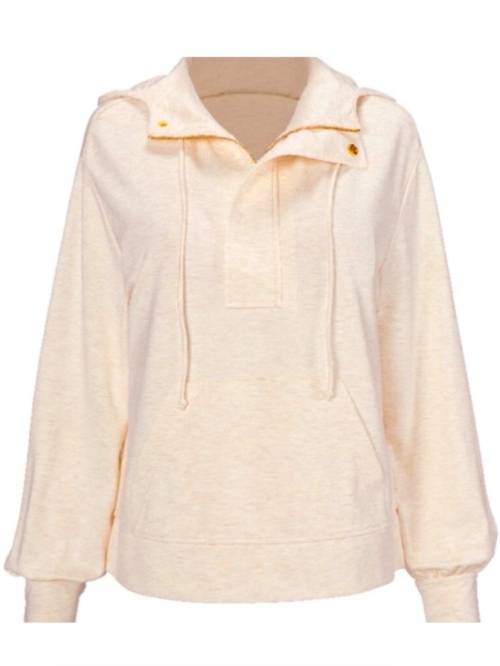 CAbi Heyday Hoodie Cream Gold Accents Size S Casual Cozy Pullover